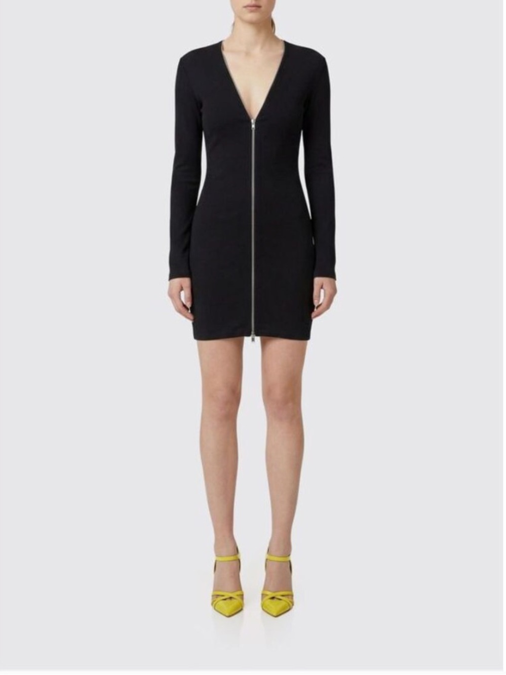 Alexander Wang Black Long-Sleeve Zip-Front Mini Dress